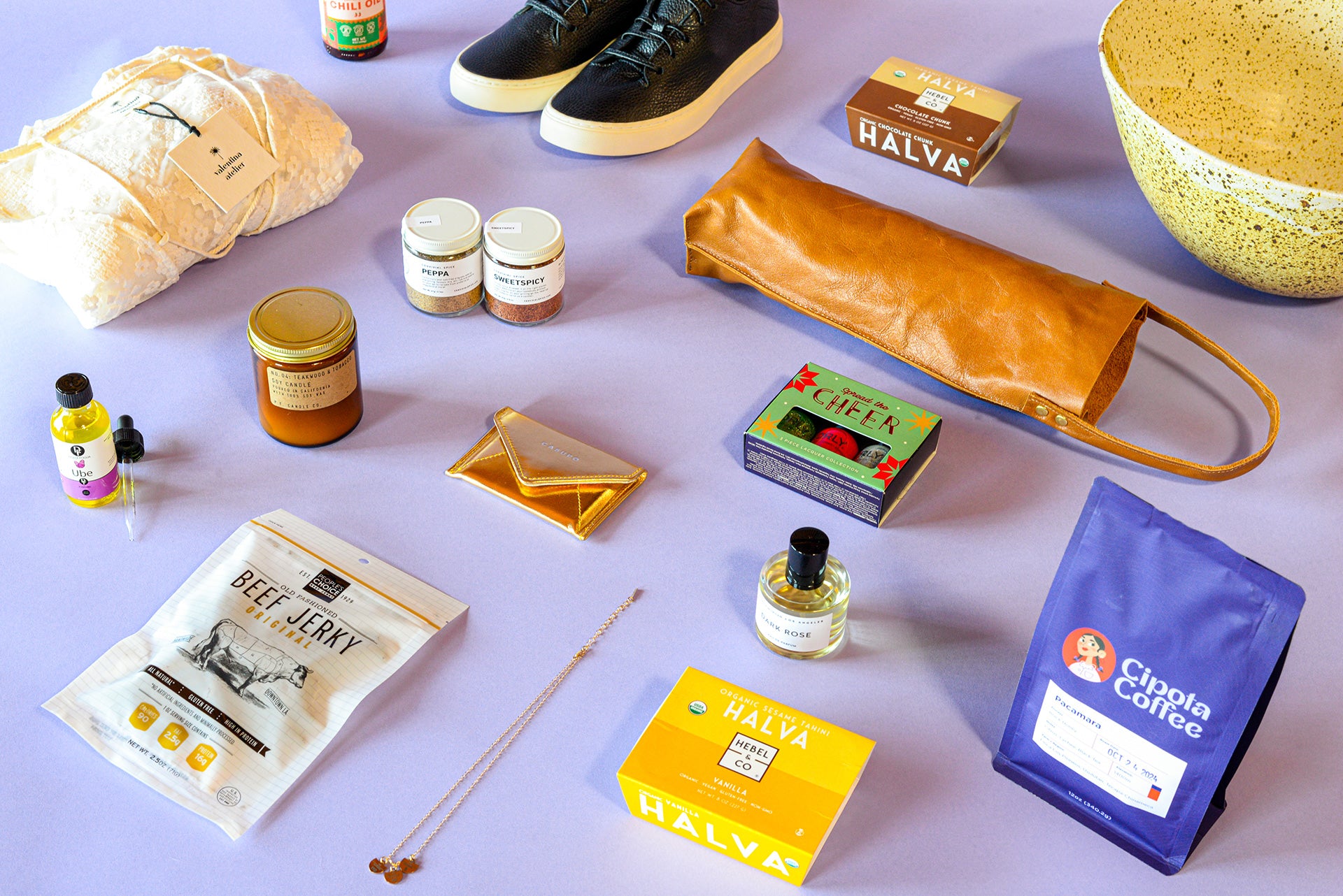 Photos of Made in L A member products arranged on a counter