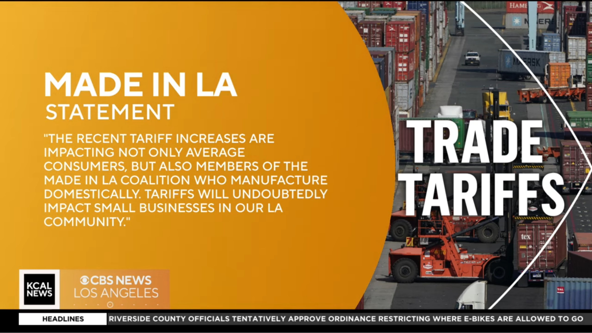 A discussion of trade tariffs impacting Los Angeles fashion business (Clare V. on KCAL)
